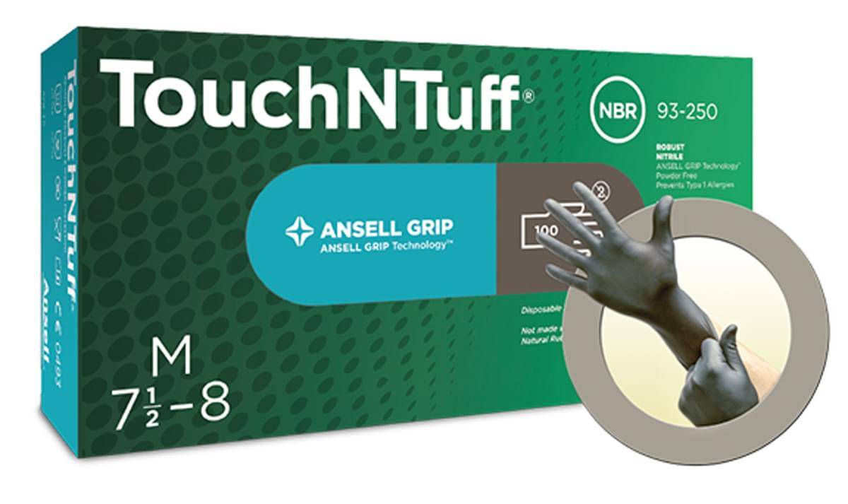 Glove Disposable Small Nitrile Touch N Tuff Gray 5 Mil Powder-Free Textu Red Ansell Grip Technology