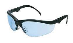 Glasses Safety Black Matte Frame Light Blue Lens Ratchet Temple Klondike Plus