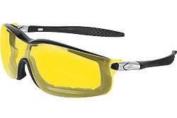 Glasses Safety Black Frame Amber Anti-Fog Lens Adjustable Strap Tpr Temple Sleeve Rattler
