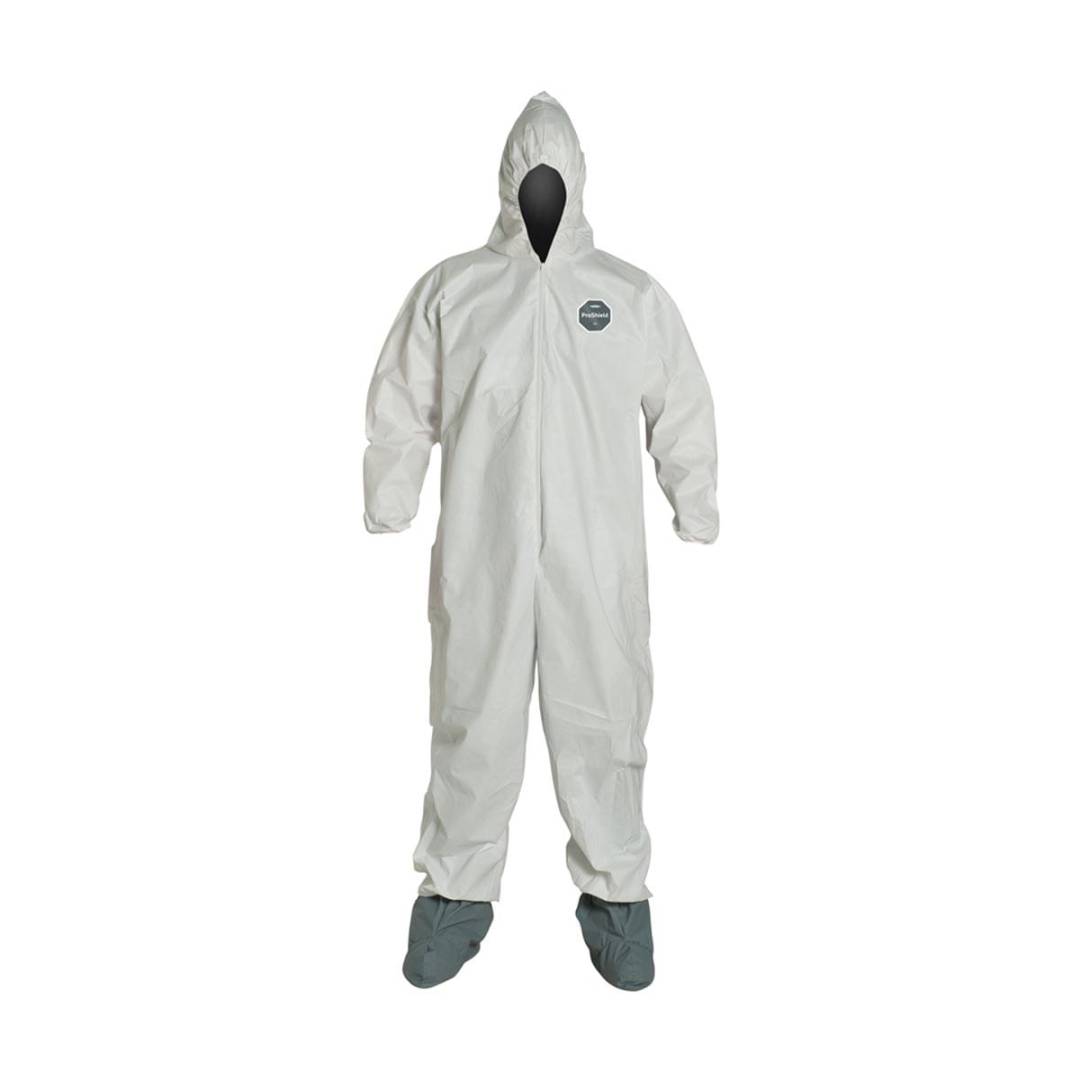 Coverall 3X-Large Proshield Nexgen White Serged Seam With Attached Hood Front Zipper Elastic Wrist A