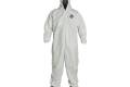 Coverall Medium Proshield Nexgen White Serged Seam With Attached Hood Front Zipper Elastic Wrist Att