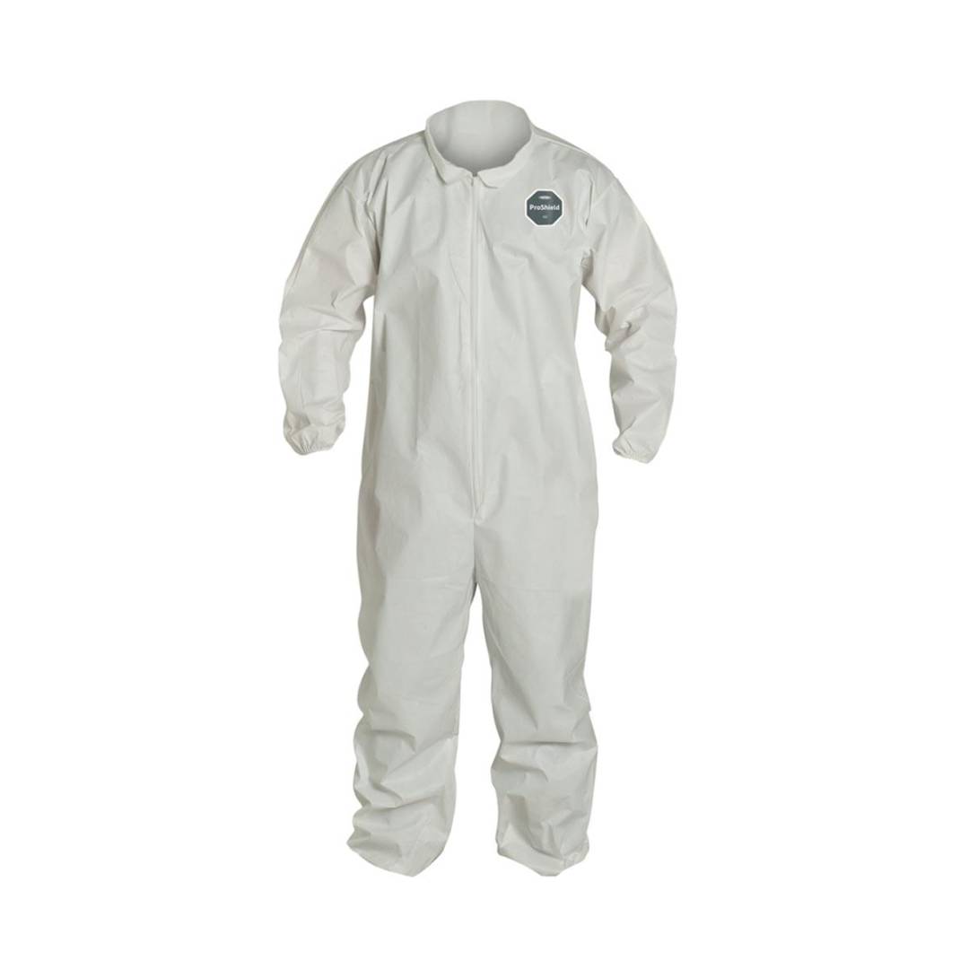 Coverall 2X-Large Proshield Nexgen White Serged Seam With Collar Front Zipper Elastic Wrist & Ankl