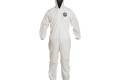Coverall Disposable 2X-Large Proshield Basic White Serged Seam With Attached Hood Front Zipper Elast