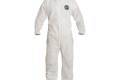 Coverall X-Large Proshield Basic White Serged Seam With Collar Front Zipper Elastic Wrist & Ankle