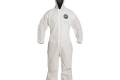 Coverall 2X-Large Proshield Basic White Serged Seam With Attached Hood Front Zipper Elastic Wrist An