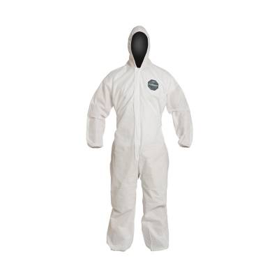 Coverall 2X-Large Proshield Basic White Serged Seam With Attached Hood Front Zipper Elastic Wrist An