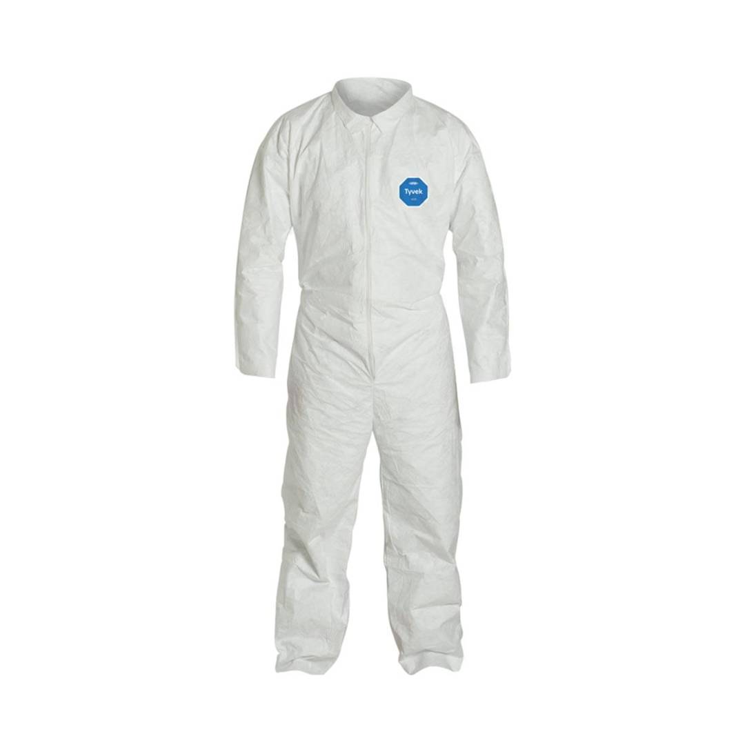 Coverall 4X-Large Tyvek White Serged Seam With Collar Front Zipper Open Wrist & Ankle 25Ca