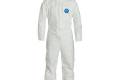 Coverall X-Large Tyvek White Serged Seam With Collar Front Zipper Open Wrist & Ankle 25Ca