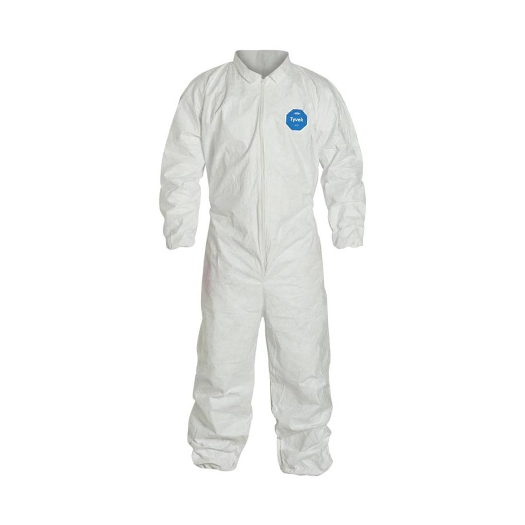 Coverall 5X-Large Tyvek White Serged Seam With Collar Front Zipper Elastic Wrist & Ankle 25Ca