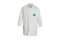 Coat Lab Small Tyvek White Serged Seam With Collar Front Snaps Open Wrist Two Pockets 30Ca