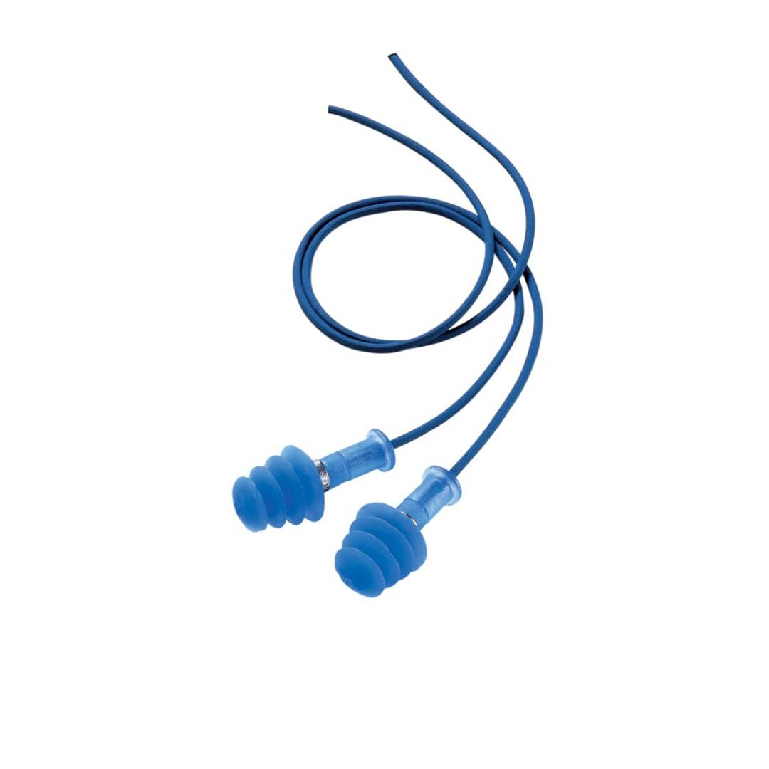 Earplug Corded Multiple Use Fusion Detectable 4-Flange Molded Tpe Thermoplastic Elastomer With Trans
