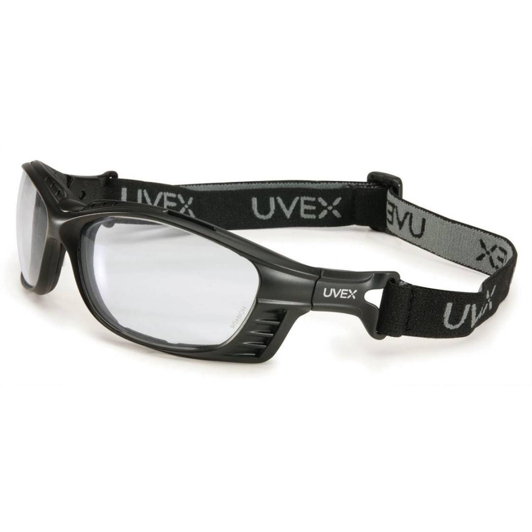 Glasses Safety Clear Lens Matte Black Frame Anti Fog Coating Uvex Livewire