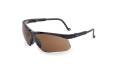 Glasses Safety Espresso Genesis Ultra-Dura Black Frame Adjustable Temple Spatulite Wrap-Around Singl