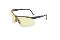Glasses Safety Amber Genesis Ultra-Dura Black Adjustable Temple Spatulite Wrap-Around Single Flexibl
