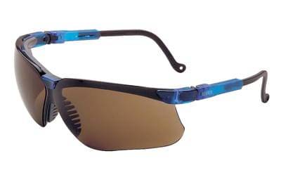 Glasses Safety Espresso Genesis Uvextreme Anti-Fog Vapor Blue Frame Adjustable Temple Spatulite Wrap