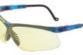 Glasses Safety Amber Genesis Ultra-Dura Vapor Blue Adjustable Temple Spatulite Wrap-Around Single Fl