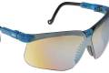 Glasses Safety Gold Mirror Genesis Ultra-Dura Vapor Blue Frame Adjustable Temple Spatulite Wrap-Arou