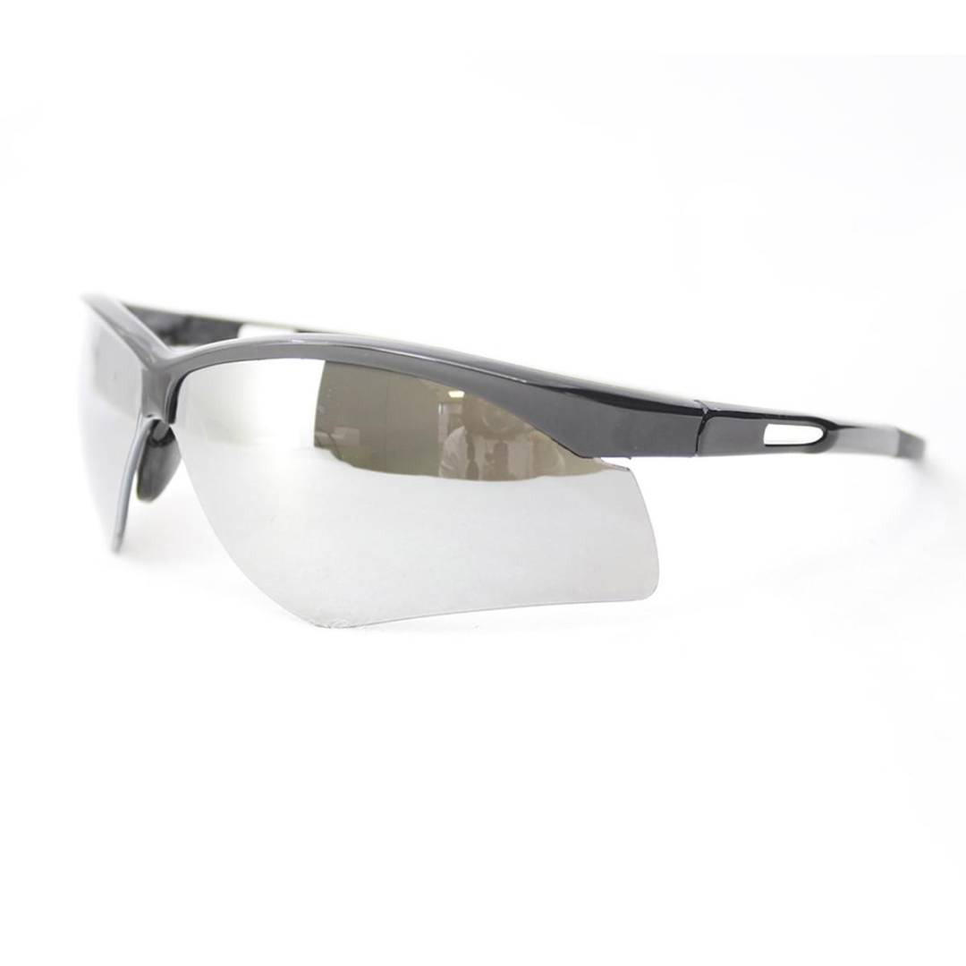 Glasses Safety Smoke Mirror Anti-Scratch Premier Black Temple Grips Sideshield Wrap-Around Dual Nose