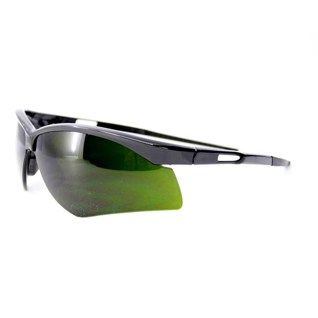 Glasses Safety Green Shade 5.0 Premier Ir Black Temple Grips Sideshield Wrap-Around Dual Nose Pads A