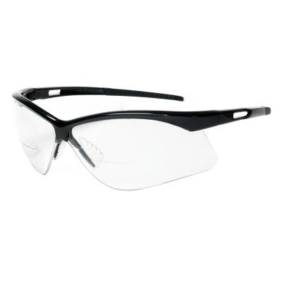 Glasses Safety Magnifier Clear +2.0 Diopter Anti-Scratch Premier Reader Black Temple Grips Sideshiel