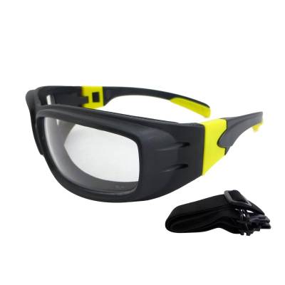 Glasses Safety Foam Lin Clraf Lens Black & Yellow Temple With Extra Strap Glasses Safety Foam Lin Clraf Lens Black & Yellow Temple With Extra Strap