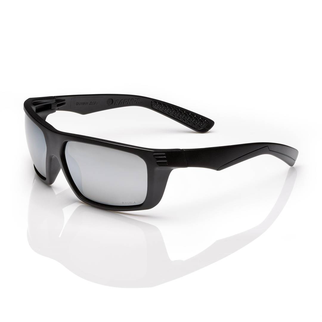 Glasses Safety Silver Mirror Hardcoated Lens Flat Black Frametemples Dynamo Series